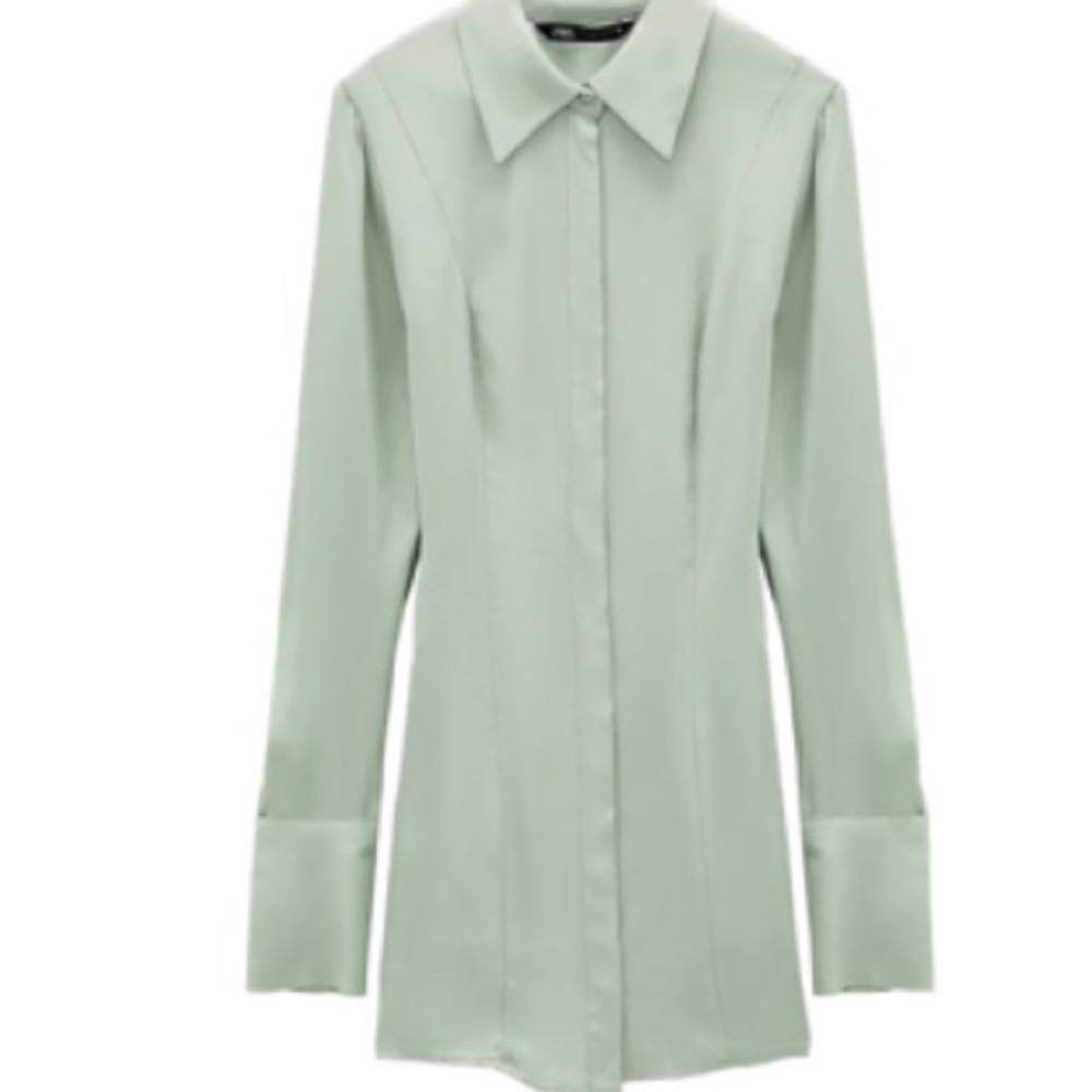 ZARA GREEN BUTTON DOWN SHIRT/DRESS